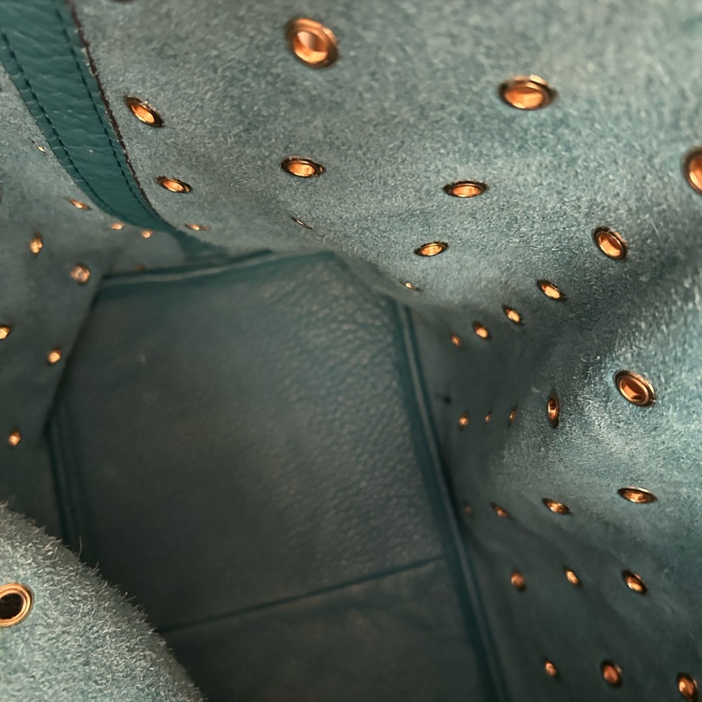 Michael Kors Teal Leather Eyelet Shoulder Bag - Picture 8 of 16